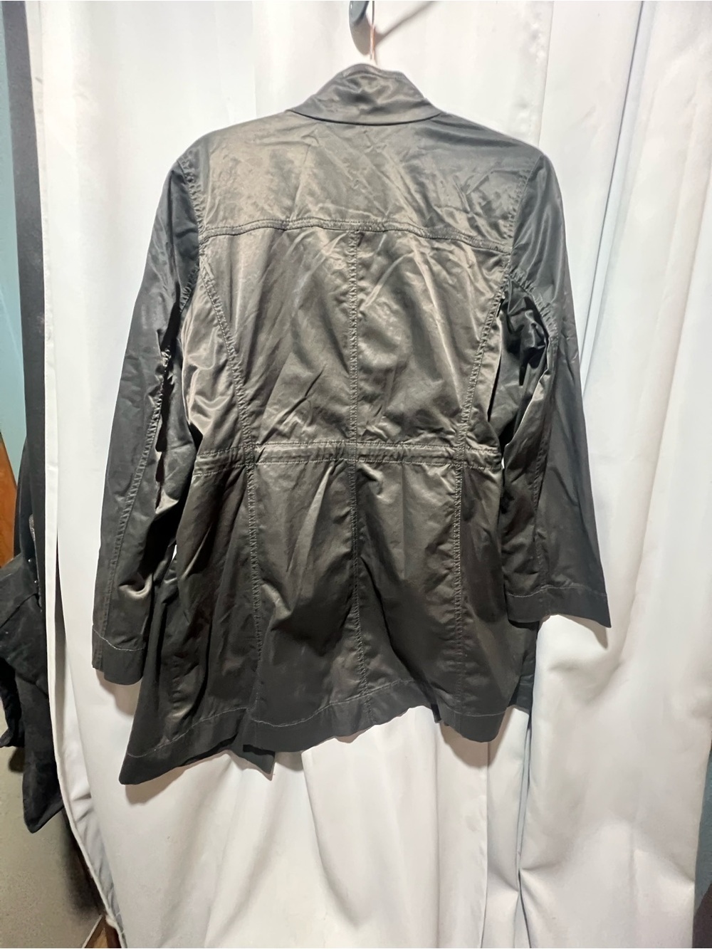 Eileen Fisher Petite Charcoal Drawstring Utility Anorak Zip Front PL - Picture 5 of 10